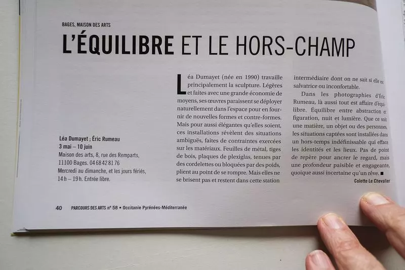Actualité Eric Rumeau Article Parcours des Arts-3